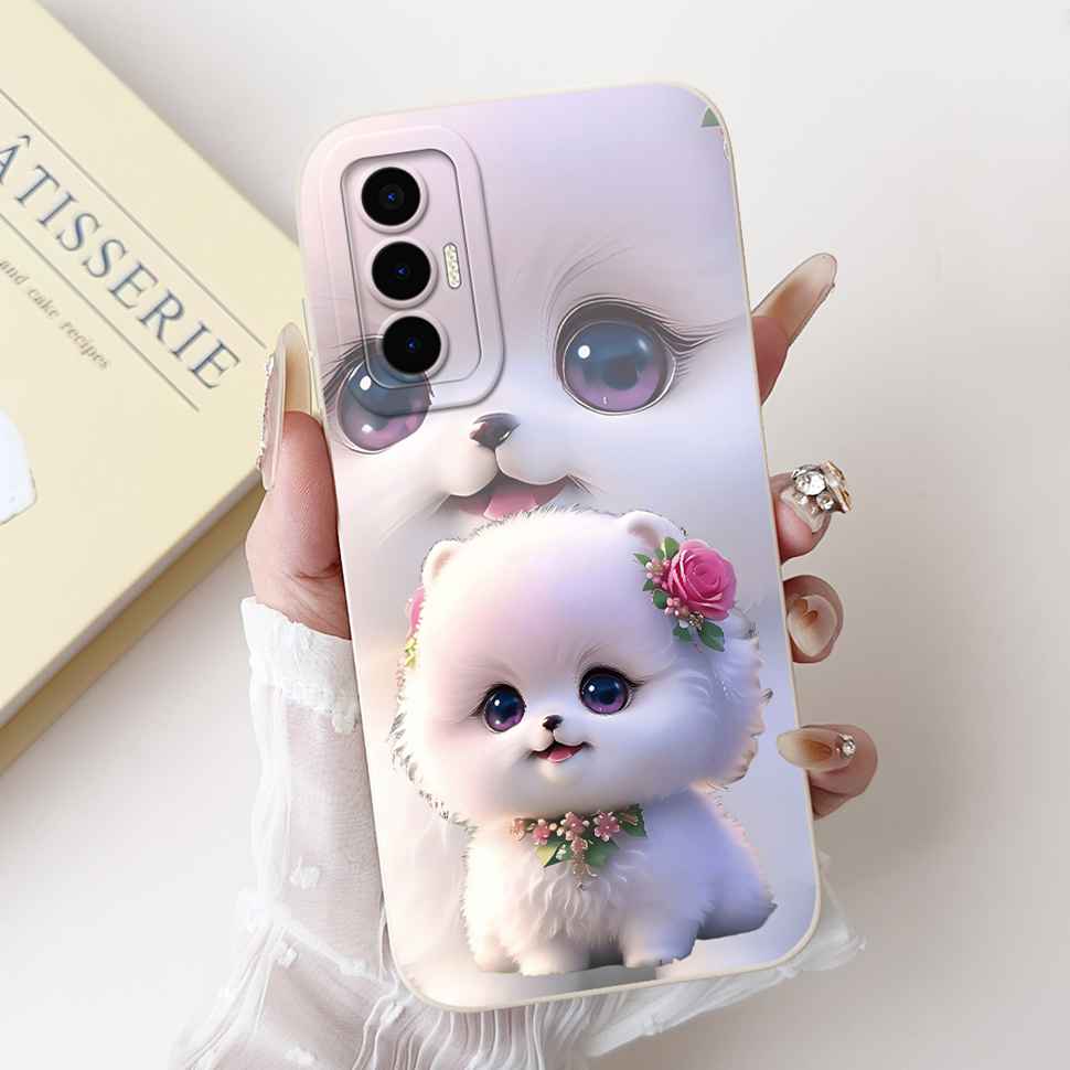 

Для Tecno Pova 3 6.9 Чохол Модний Дизайн М яка Силіконова Накладка Для Tecno Pova3 LF7n Милий Мультяшний Кіт Годинник Ударостійкі Чохли для Телефону Tecno Pova 3