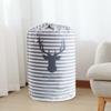 Cylindrical Large Clothes Pillow Blanket Quilt Storage Bags Reusable Drawstring Packing Bag Home OrganizerDeer Head