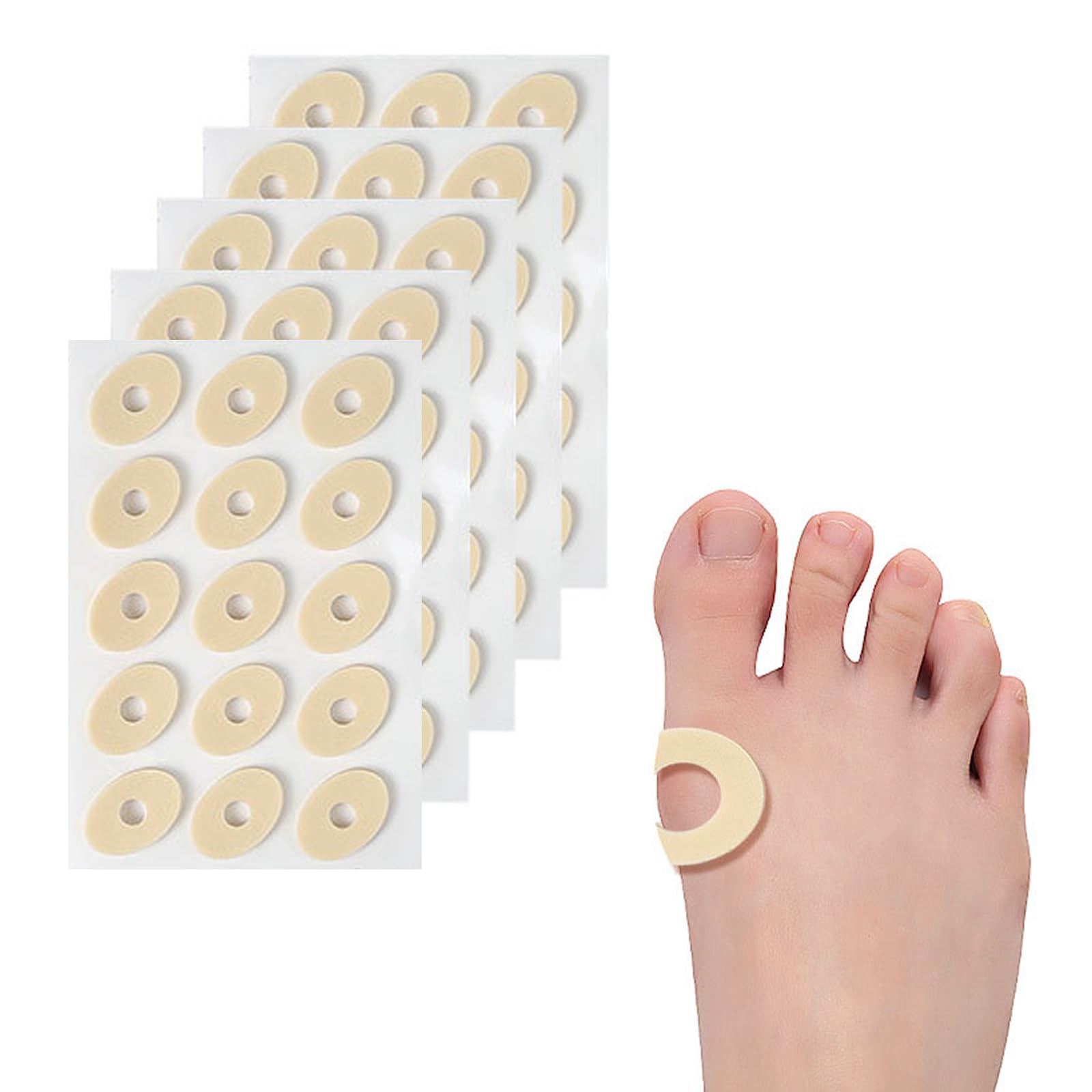 

OptiPro Foot Pads for Corns and Foot Plantar Sole Toe Toes, Care, Anti-Friction, Blisters, Protection, Corns, Care, 75-Pack (Small Oval)
