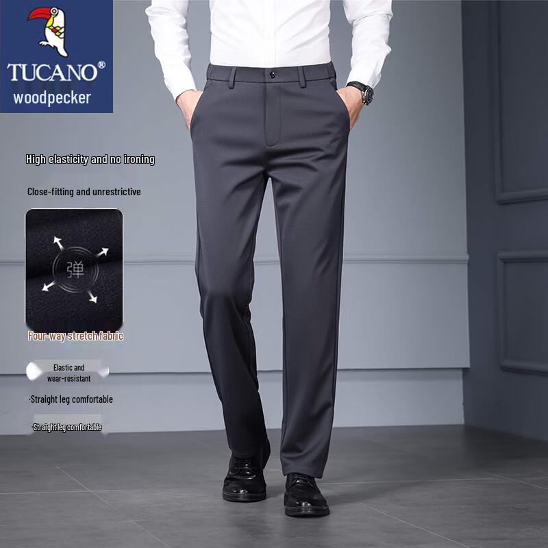 TUCANO Men's Spring Autumn Straight-Leg Wrinkle-Free Casual Business Pants