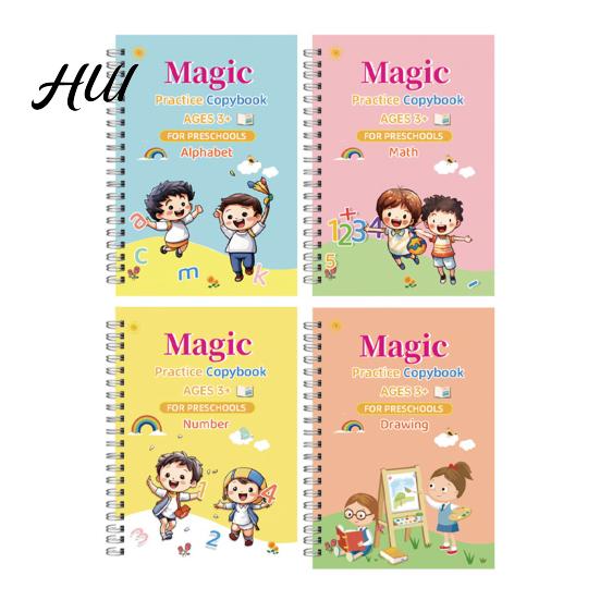 Early Elementary School Writing Exercises 4Pcs Exercise Book for Children Ages 3-10 Handwriting Workbook Kit with English Language Learning