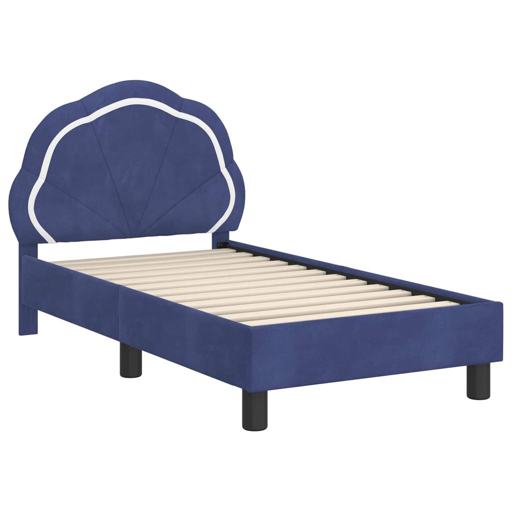 Kids Bed Frame with Headboard Police Blue 70 X 140 Cm Velvet