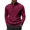 Half Zipper  Pullover  Long-Sleeved Knitted Sweater  Solid Color