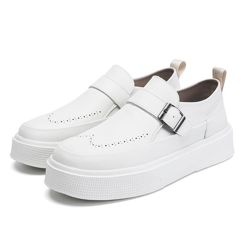 Fashion British Style Men's Platform Leather Casual Loafers Fashion Designers Slip On Shoes for Casual Outdoor Walking Office Lazy Shoes