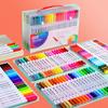 Set di 12 pennarelli lavabili a doppia punta per acquerello per pittura artistica per studenti, pennarello a base d'acqua con gancio e anello