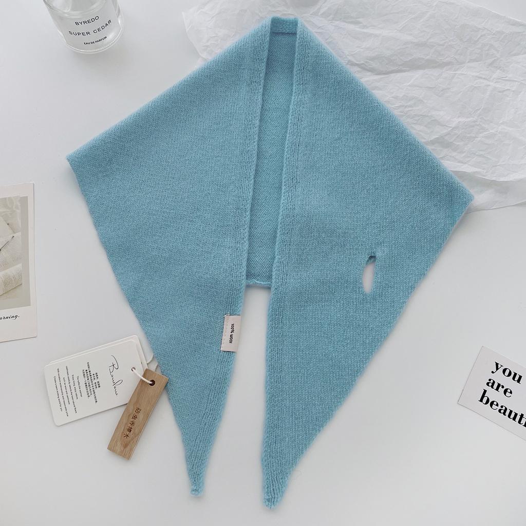 New Korea Styles 100% Wool Knitted Triangular Scarf Women Winter Warm Decorate Headscarf Shawl Neckerchief Hijab Pashmina