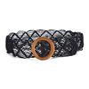Retro Wax Rope Knotted Woven Wide Belt Belt Large Round Buckle Ethnic Style Super Wide Waist Seal Decorative Belt