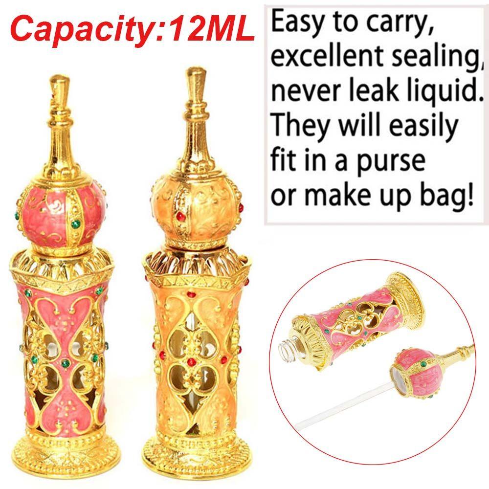 Travel Empty Bottles Oil Container Glass bottle Metal Perfume Bottle Arabic Crystal Oil Bottles
