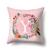 Polyester Pillowcase Pink Flower Home Decoration Print 26 English Letter Cushion Pillowcase