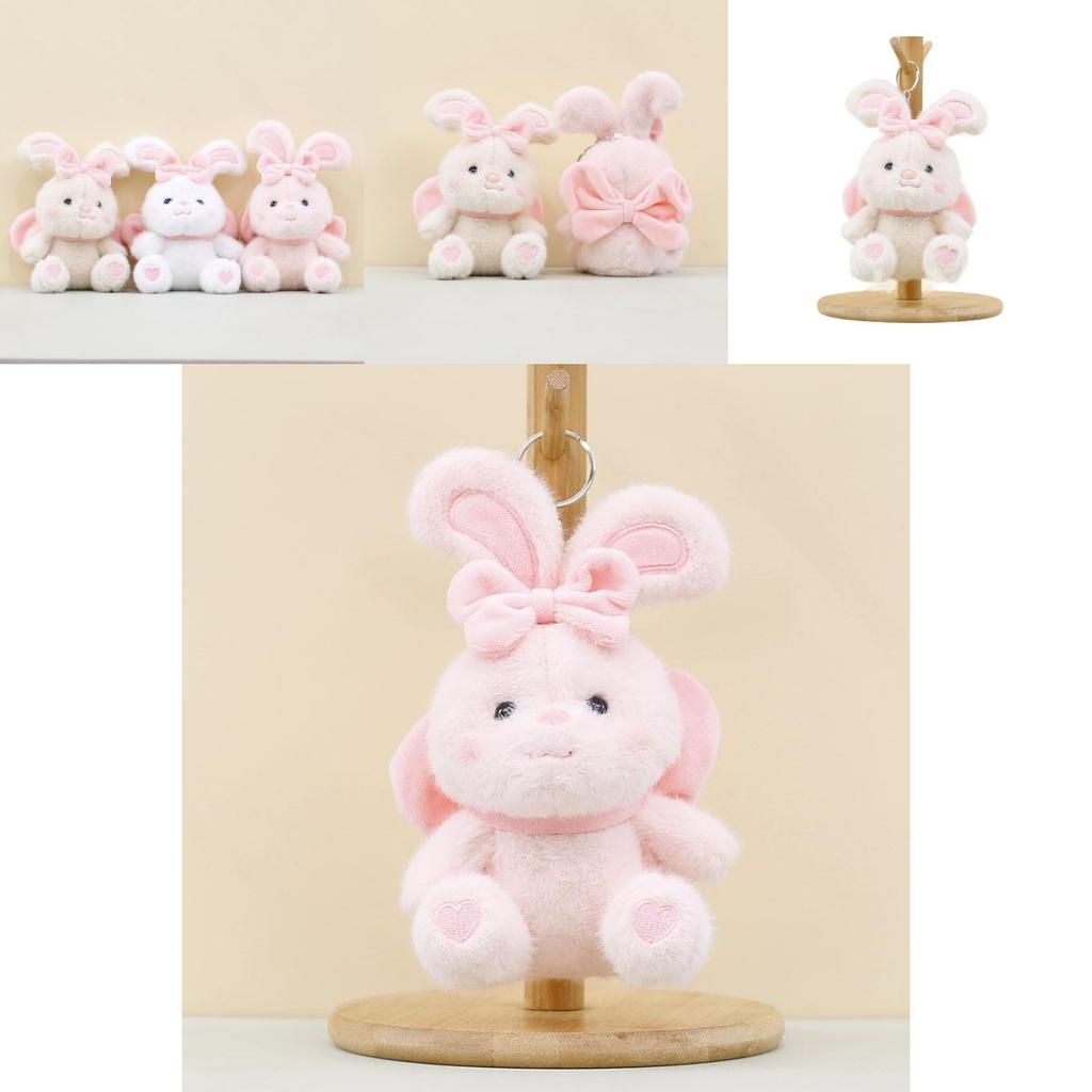 Adorable Plush Bunny Keychain With Bow Cute Rabbit Doll Bag Charm Soft Toy 17cm
