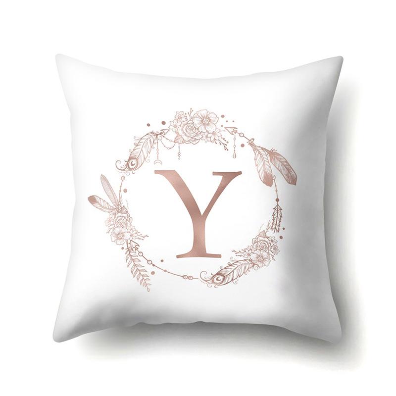 Polyester Pillow Case Home Ins Style Decorative Print Pillow Case 26 English Letter Cushion Cover
