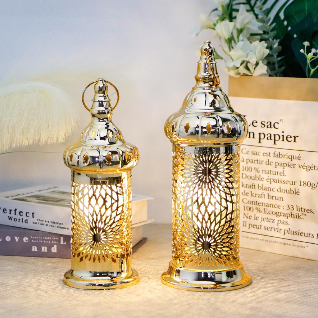 2026 Ramadan Decorative Led Lantern Set Hanging Gold Battery Lamp Perfect Festival Gift (EU Stock)