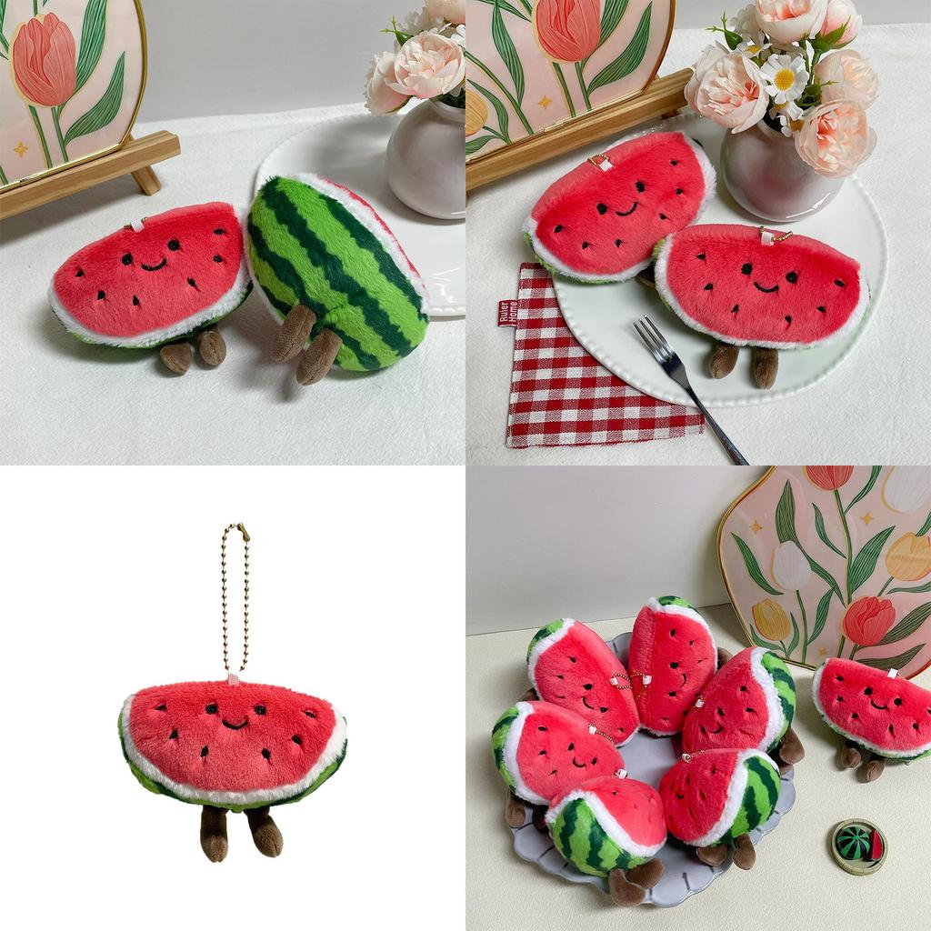 Cute Watermelon Plush Keychain With Pp Cotton Filling For Bag Decoration And Collectors