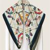 POBING Hand Rolled Twill Silk Scarf Women Horse Carriage Double Print Square Scarves Wraps Echarpes Foulards Femme Hijab 90CM