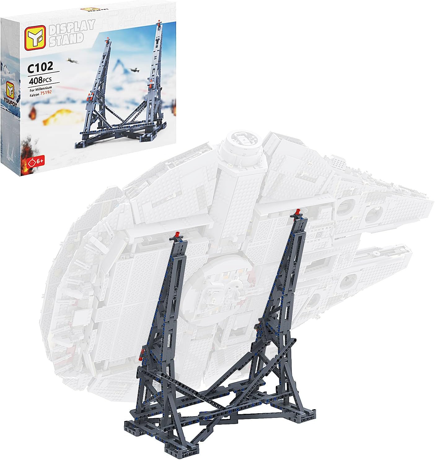 

Millennium Falcon Vertical Display Bracket for LEGO 75192 Starship Model, Sturdy Stand Building Kit, Great Gift for Adults and Movie Collectibles