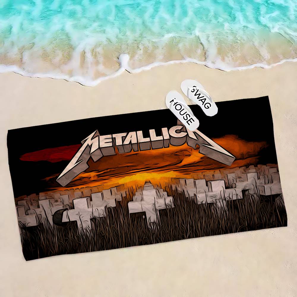 Retro Popular M-metallicaS Band Microfiber Printed Beach Towel Mountain Climbing Yoga Beach Swimming Running Absorbent Towel