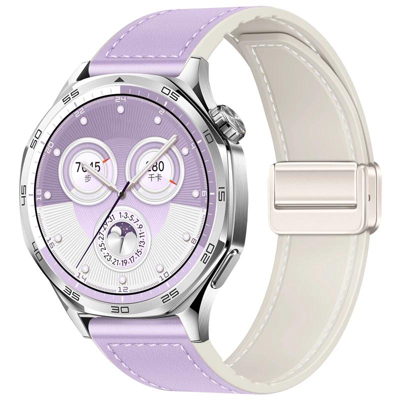 22mm 20mm Skórzany+Silikonowy Pasek do Huawei Watch GT6/GT5/Pro GT4 3 Pro 46mm Sportowa Opaska na Nadgarstek dla Samsung Galaxy Watch 7 6 5 Pasek