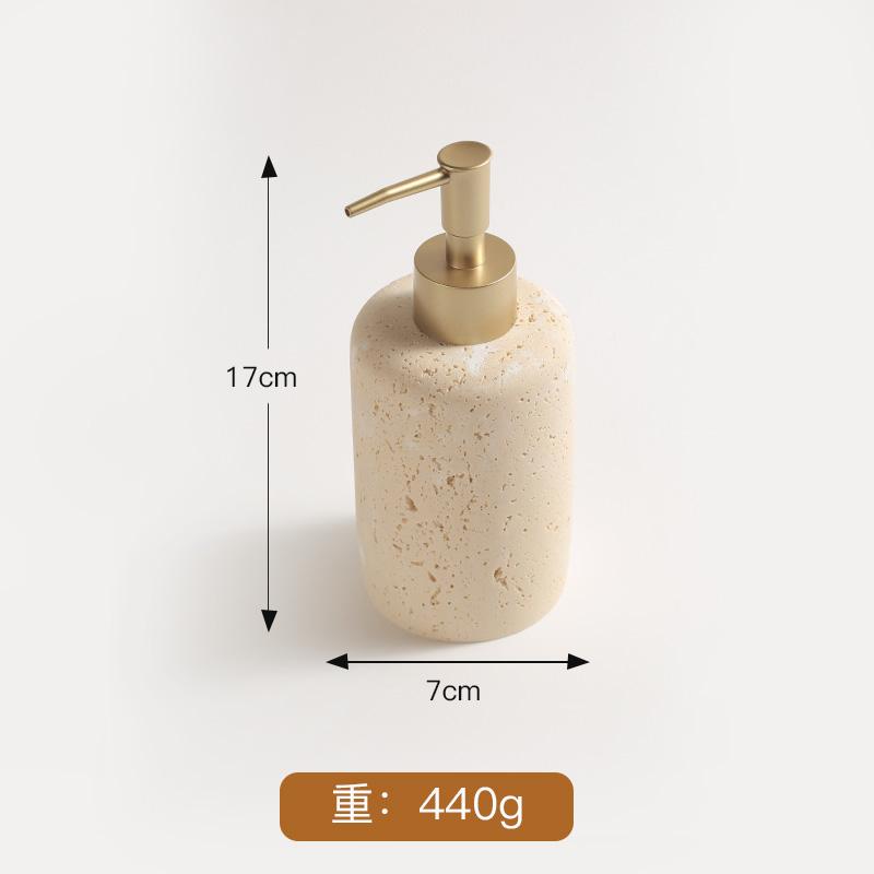 Travertin Seifenspender Seifenschale Mundspülbecher Tablett Abtropfschale Handdesinfektionsflasche Lotionflasche Badezimmer Waschen Set