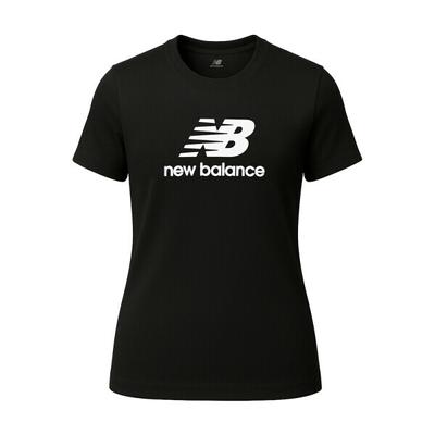 New Balance Women S T ShirT eSSenTial STacked Logo Black wT41502 Bk