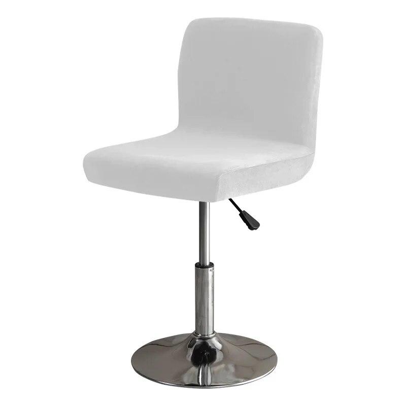 Soft Velvet Bar Stool Chair Cover Solid Stretch Rotating Chair Slipcover Elastic Low Back Office Dining Seat Protector Dark Blue