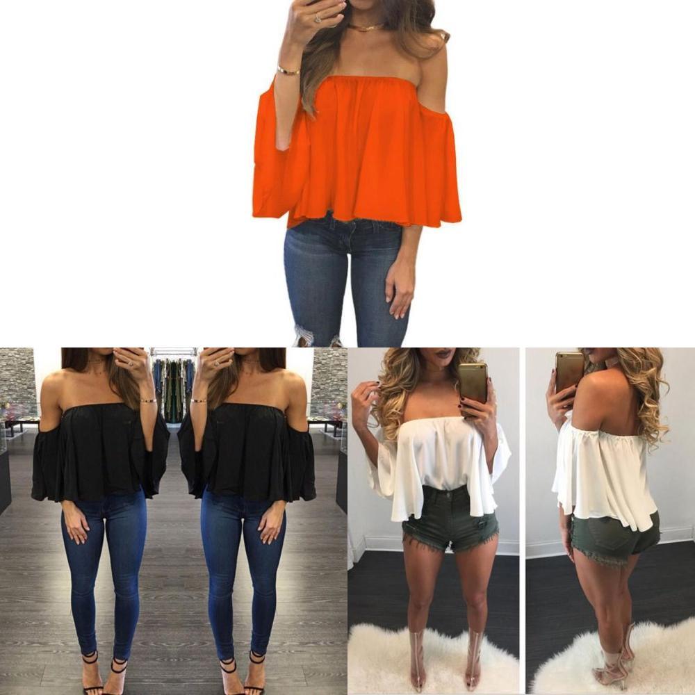 Premium Quality Fashion Women's Summer Off Shoulder Long Sleeve Casual Blouse