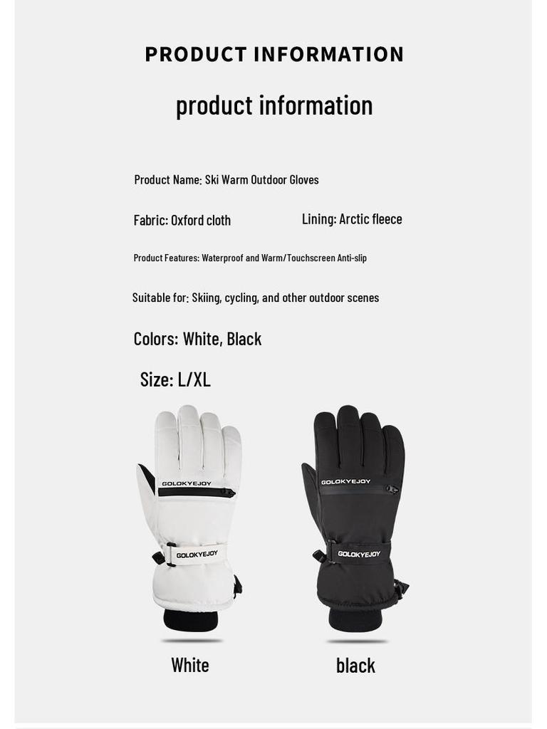 Waterproof Winter Ski Gloves for Men & Women, Touch Screen Compatible, Thickened Plush for Cycling & Motorcycling