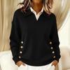 Women's Fashion Casual Button Down Long Sleeve Loose Fit Top