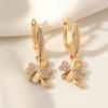 1 Pair Trend Gold Color Leaves Dangle Earrings for Women Cubic Zirconia Jewelry Wedding Party Accessories