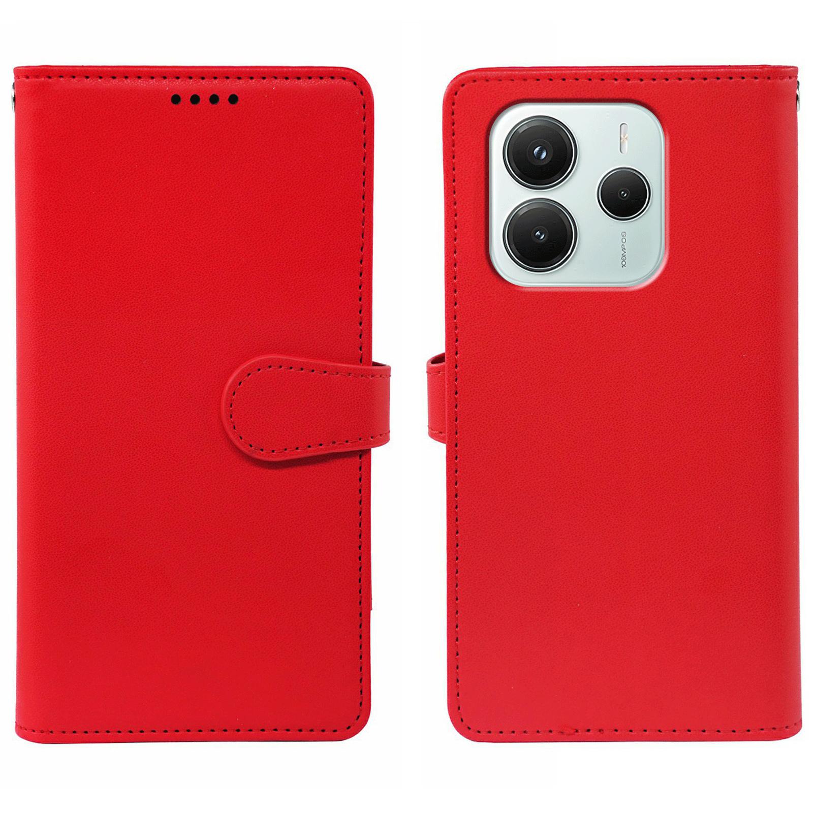 

Для Xiaomi Redmi Note 14 4G (163,25 мм) Чохол з 9 відділеннями для карток, ПУ шкіра, підставка, чохол для телефону Red