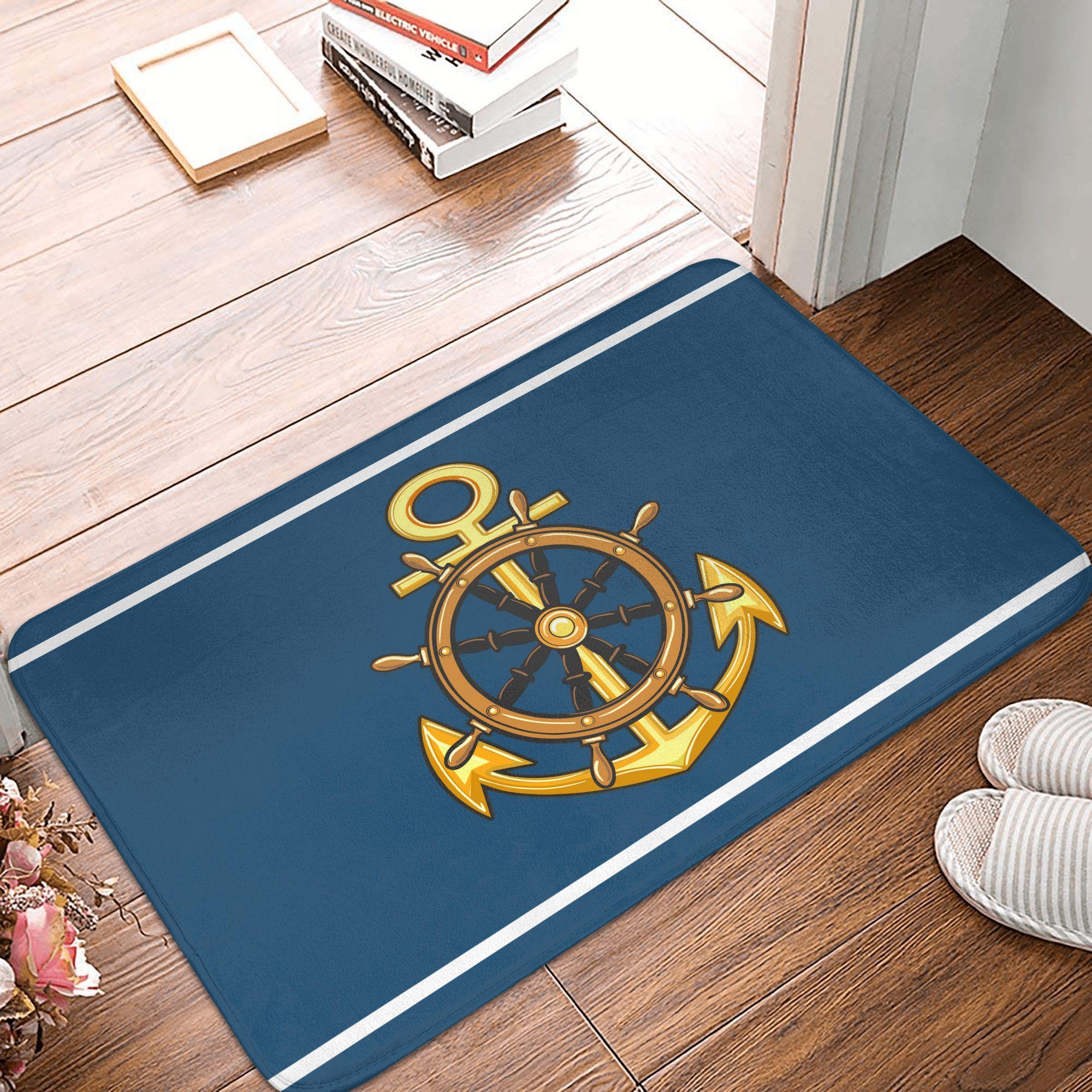 

Nautical Compass Front Door Mat Anti-Slip Outdoor Quick Dry Captain Anchor Boat Doormat Kitchen Balcony Entrance Rug Carpet 40x120CM