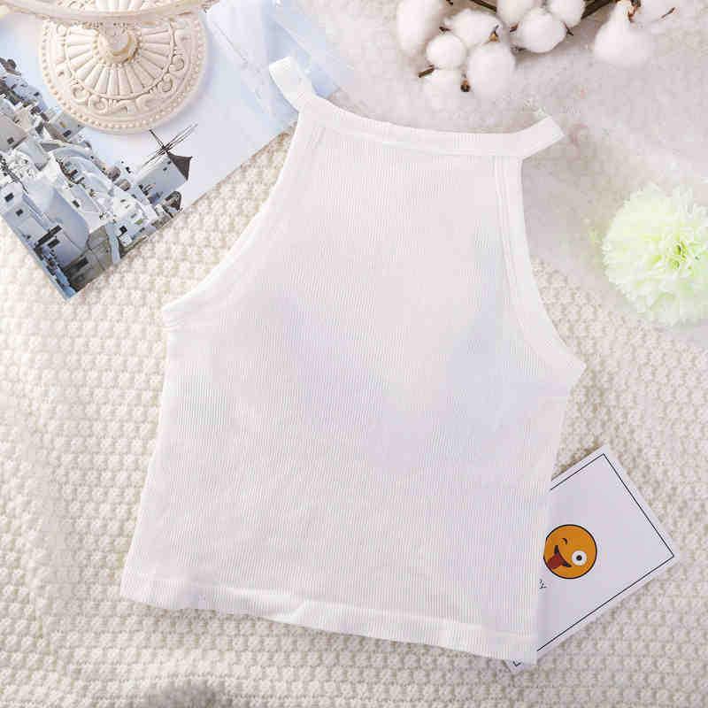 Korean Style Spicy Halter Neck Tank Top with Chest Pad and Beautiful Back Design