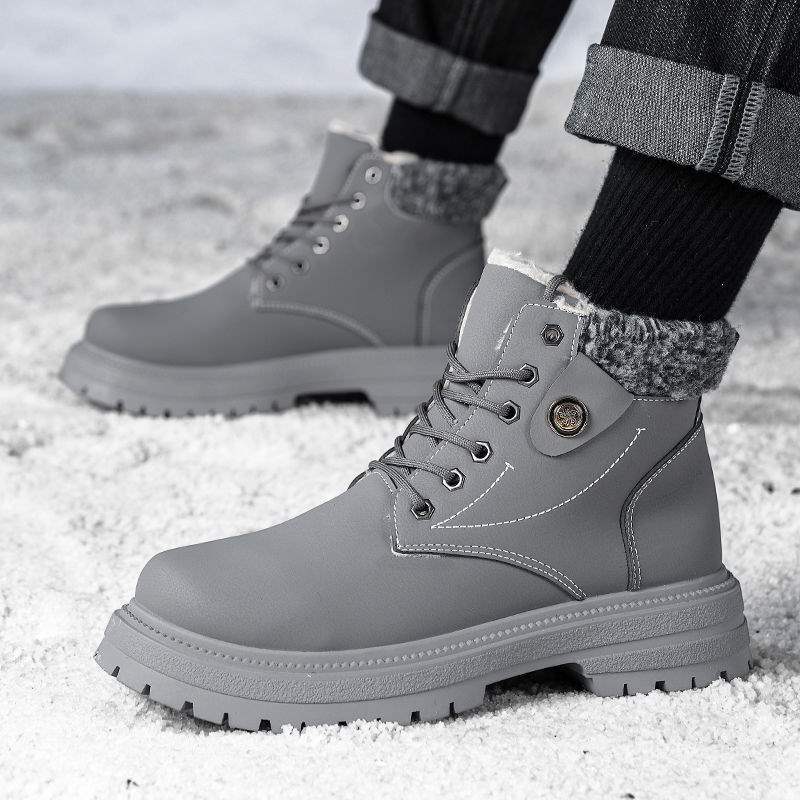 Winter Schneestiefel Herren Fleece Verdickt Thermische Martin Stiefel Herren Casual Kurze Stiefel High Top Wasserdicht Nordost Baumwollschuhe