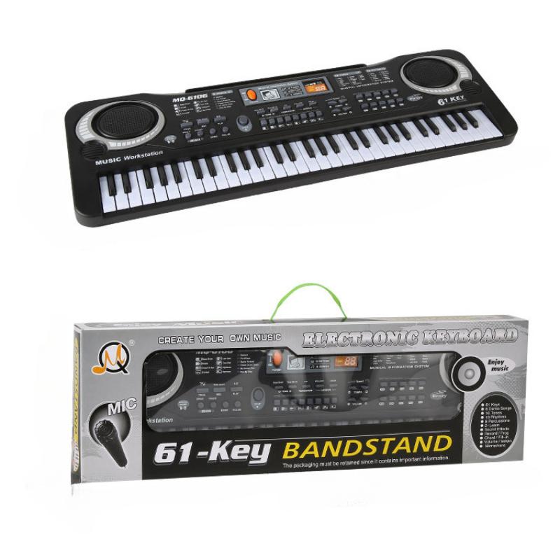 1Pc Children's Electronic Organ, Musical Instrument 61-key Multi-function with Microphone, Educational Toys, Gifts, Piano with Power Supply