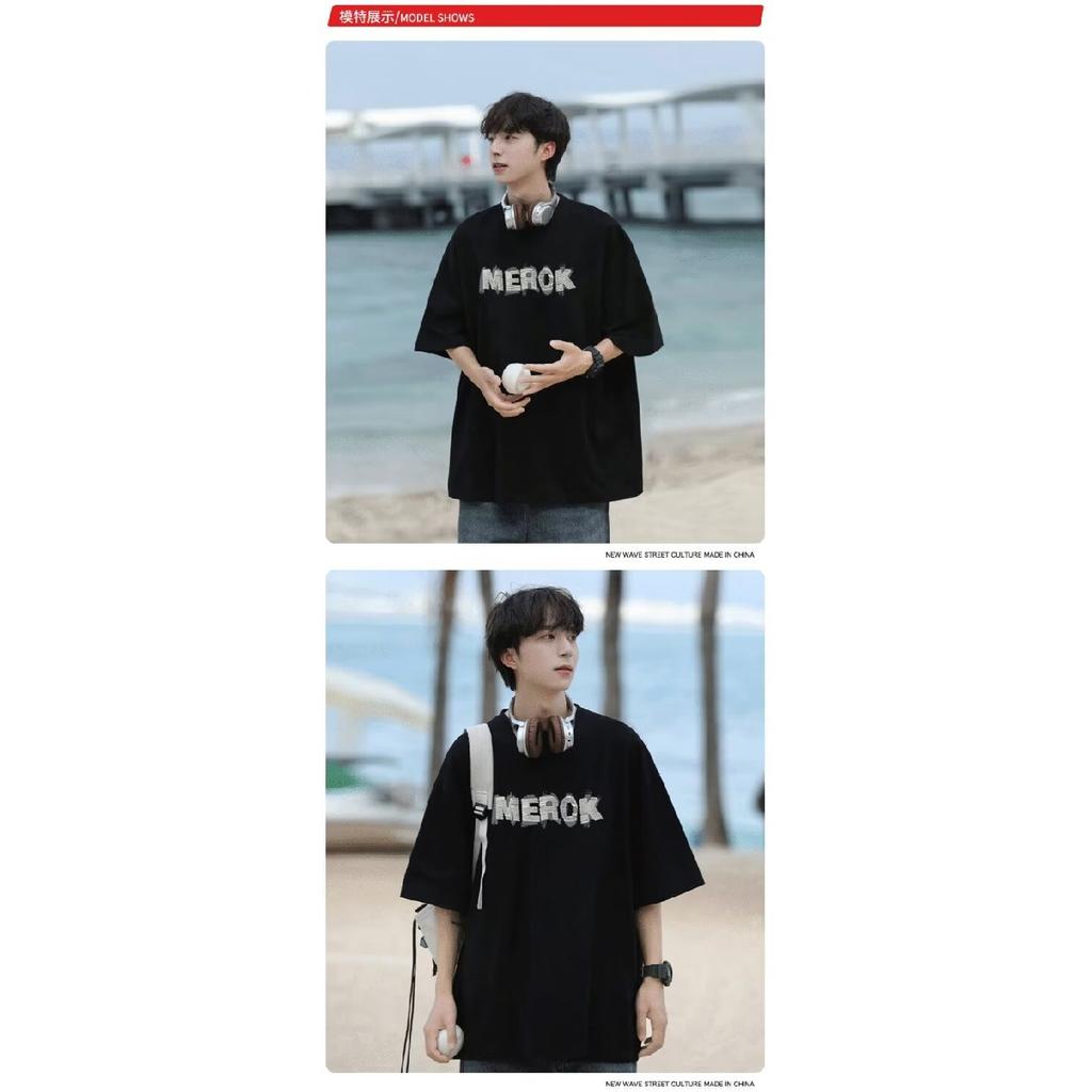 Ny kortärmad t-shirt för män på sommaren, koreansk stil trend, enkel halvärmad topp, Hong Kong-stil lös avslappnad märkes-t-shirt