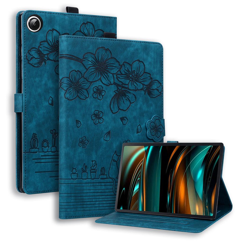 Pro Samsung Galaxy Tab A11 X133 X130/Tab A9 Pouzdro Sloty na karty Kožený Stojan pro tablet Folio Kryt Květinový Kočka