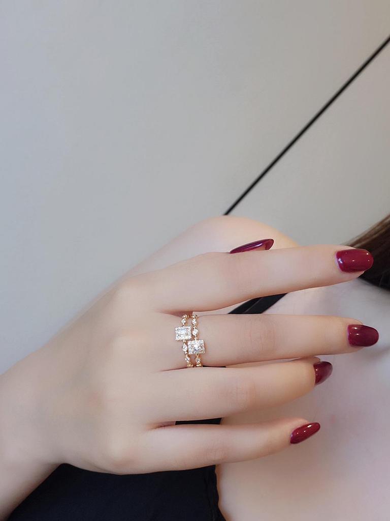 Red Elk Full Body s925 Sterling Silver Square Band Light Luxury Versatile Pinky Ring for Women - Plus Size Available