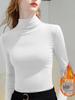 Stylish Slimming Women's Base Layer: Warm, Plush Half-High Collar Long-Sleeve T-Shirt for Autumn/Winter