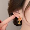 Red Velvet Zodiac Horse Earrings: Festive Dangle for New Year