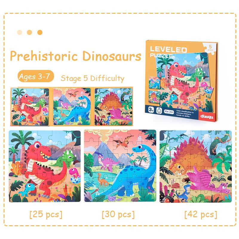 Magnetická zvířátka a vozidla puzzle set pro batolata - Progresivní 5-fázové výukové desky se scénami s velkými dílky