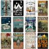 SQ-DGLZ Vintage Camping Rules Relax Metal Sign Plate Tin Sign Plate Home Bar Door Wall Decor Sticker Decoration Plaque Poster