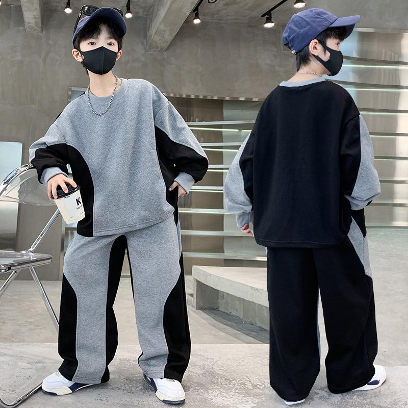 

Kids 2025 Autumn Patchwork Sweatshirt & Sportswear Set 130 cm