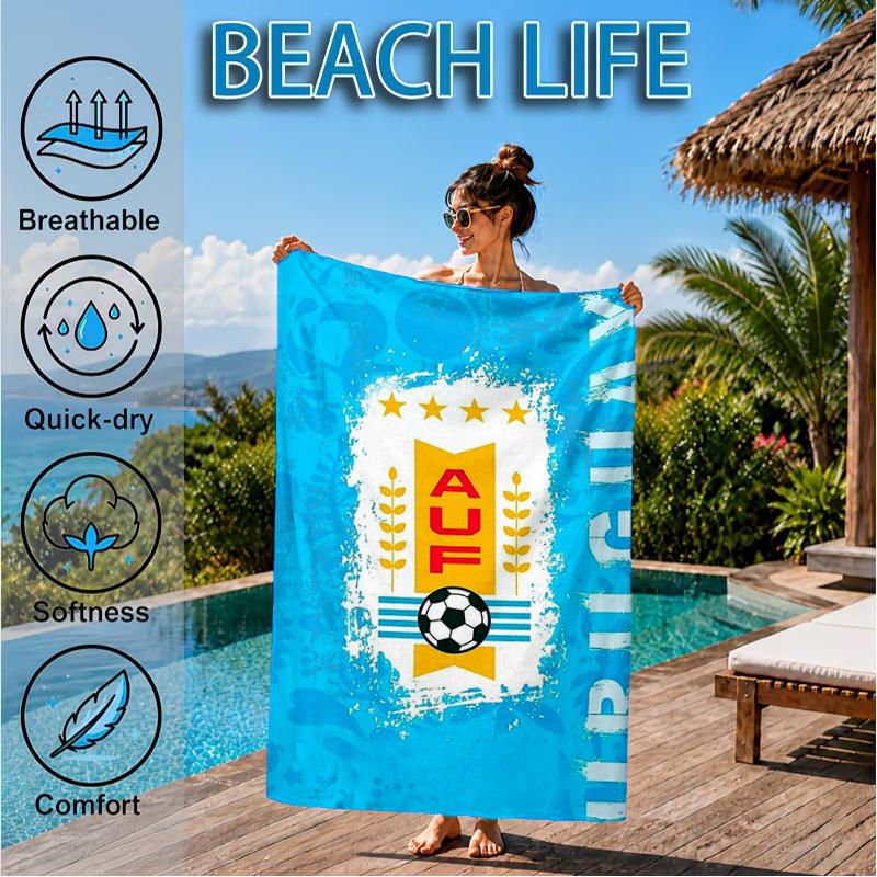 Fc Crest Design Printed Microfiber Beach Towel, Soft And Absorbent, Quick-Dry, Ideal for Summer Travel, Beach Essential, Swimming Pool