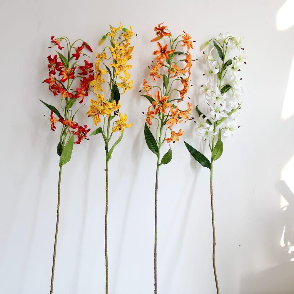 Flame Lily Artificial Flame Lily DIY Flower Realistic Fake Flowers Plastic Floral Arrangement Wedding Bouquet Home Decoration