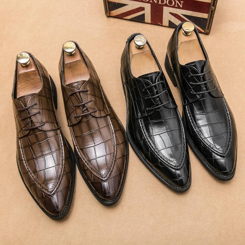 Brown Colors Mens Dress Shoes Retro Male Leather Shoes Business Male Baroque Footwear Casual Mens Oxford Footwear