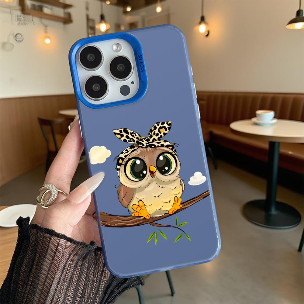 Cute Owl Leopard Print Headband Shockproof Phone Case for Iphone 16 15 14 13 12 11 Pro Max/Mini Anti-Scratch Premium Hard Cover iPhone XS Max