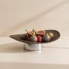 Pedestal Tray Shatterproof Boat-Shaped Low-Profile for Coffee Table