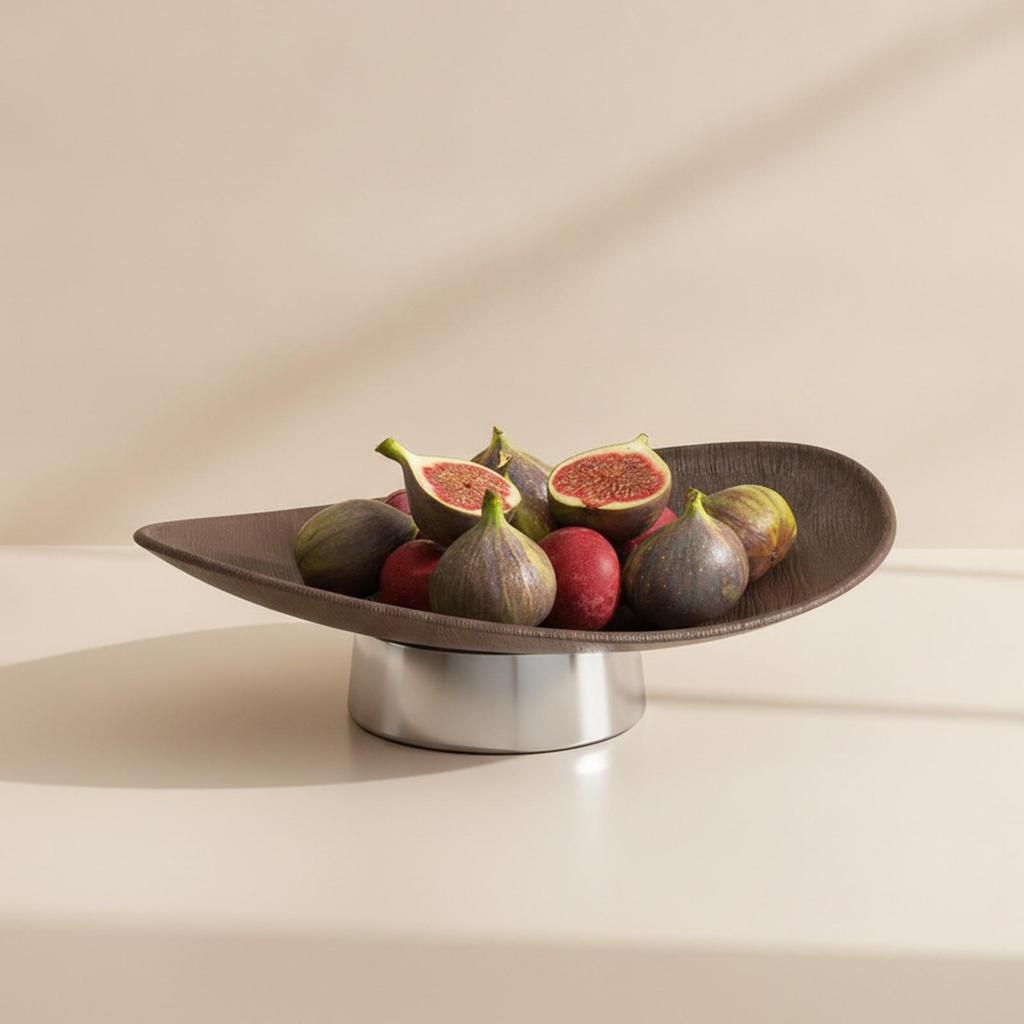 Pedestal Tray Shatterproof Boat-Shaped Low-Profile for Coffee Table