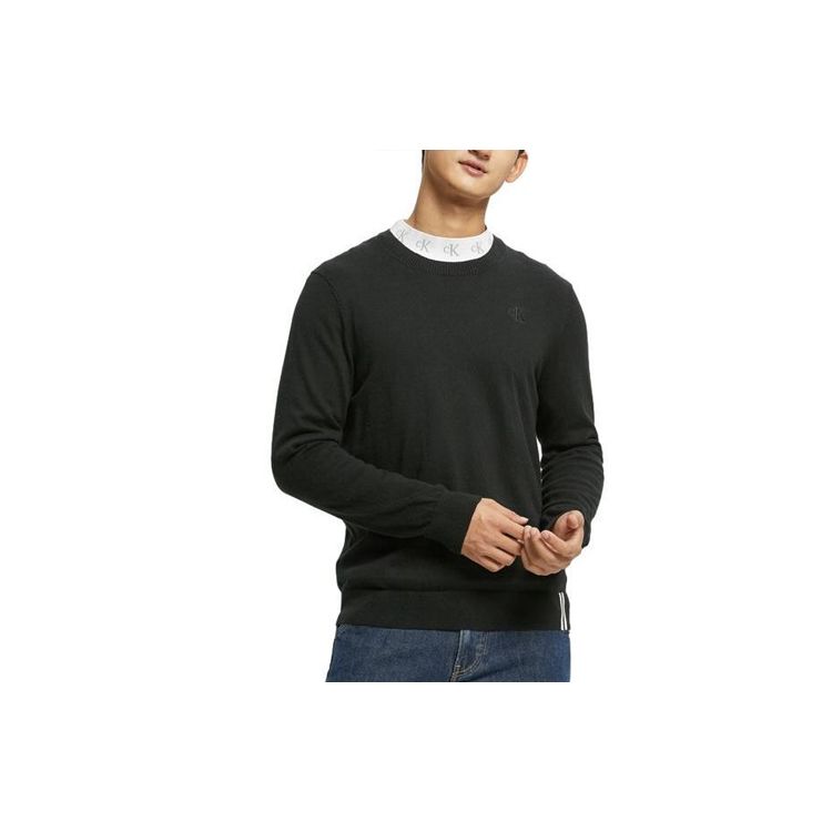 

Calvin Klein Однотонный пуловер с круглым вырезом Простой Повседневный Удобный Вязаный свитер Мужской свитер Черный J322222-BEH M