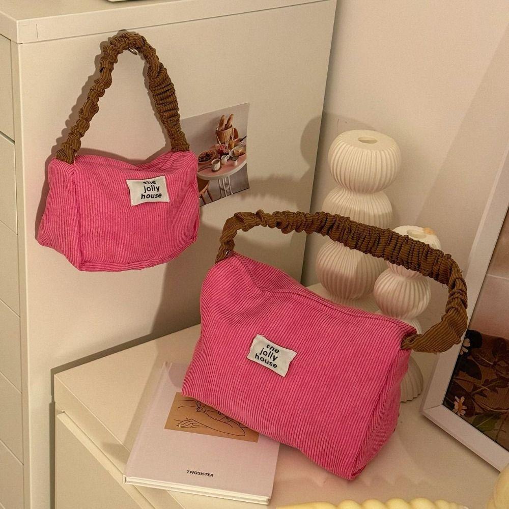 

Corduroy Women s Handbag Cute Makeup Pouch Portable Shoulder Bag Ladies S жёлтый