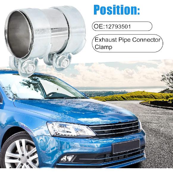 

Exhaust Pipe Sleeve Connector Clamp Coupler 12793501 62 x 94 mm Exhaust Band Clamp Sleeve for Volkswagen Jetta 2005-2014 Stainless Steel Silver Tone